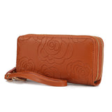 Ellie Genuine Leather Flower Embossed Women Wristlet Wallet