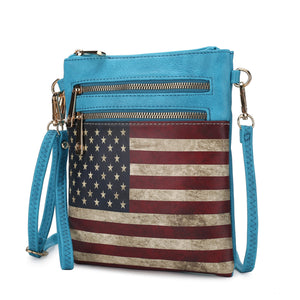 MKF Collection Genesis Printed Flag Vegan Leather Women Crossbody Bag by Mia k