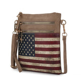 MKF Collection Genesis Printed Flag Vegan Leather Women Crossbody Bag by Mia k