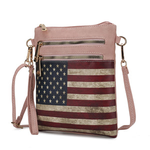 MKF Collection Genesis Printed Flag Vegan Leather Women Crossbody Bag by Mia k