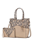 MKF Collection Iris Snake Embossed Vegan Leather Women Tote Bag with matching Wristlet Pouch by Mia k