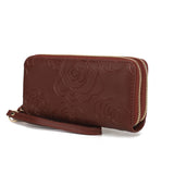 Ellie Genuine Leather Flower Embossed Women Wristlet Wallet