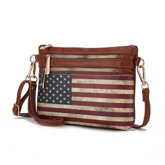 MKF Collection Alisson Vegan Leather Women FLAG Crossbody-Wristlet Bag by Mia K