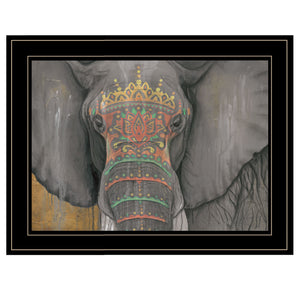 "Tattooed Elephant" by Britt Hallowell, Ready to Hang Framed Print, Black Frame