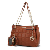 MKF Collection Mabel Quilted Vegan Leather Women shoulder Bag with Bracelet Keychain with a Credit Card Holder by Mia K