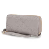 Ellie Genuine Leather Flower Embossed Women Wristlet Wallet