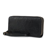 Ellie Genuine Leather Flower Embossed Women Wristlet Wallet