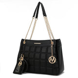 MKF Collection Mabel Quilted Vegan Leather Women shoulder Bag with Bracelet Keychain with a Credit Card Holder by Mia K