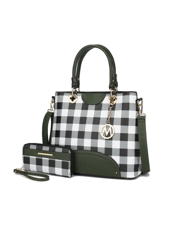 MKF Collection Gabriella Checkers Handbag with Wallet by Mia k