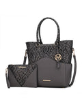 MKF Collection Iris Snake Embossed Vegan Leather Women Tote Bag with matching Wristlet Pouch by Mia k