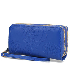 Ellie Genuine Leather Flower Embossed Women Wristlet Wallet