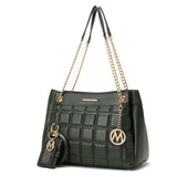 MKF Collection Mabel Quilted Vegan Leather Women shoulder Bag with Bracelet Keychain with a Credit Card Holder by Mia K