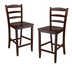 Benjamin 2-PC Ladder Back 24" Counter Stool Set Antique Walnut