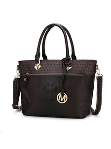 MKF Collection Grace Signature and Croc Embossed Tote Bag by Mia k