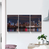 3 panels Framed Canvas City Night Scape Wall Art Decor,3 Pieces Mordern Canvas Painting Decoration Painting for Chrismas Gift, Office,Dining room,Living room, Bathroom, Bedroom Decor-Ready to Hang