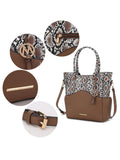 MKF Collection Iris Snake Embossed Vegan Leather Women Tote Bag with matching Wristlet Pouch by Mia k