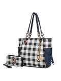 MKF Collection Yale Checkered Tote Bag with Wallet by Mia k