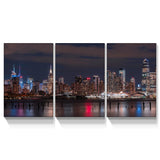 3 panels Framed Canvas City Night Scape Wall Art Decor,3 Pieces Mordern Canvas Painting Decoration Painting for Chrismas Gift, Office,Dining room,Living room, Bathroom, Bedroom Decor-Ready to Hang