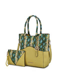 MKF Collection Iris Snake Embossed Vegan Leather Women Tote Bag with matching Wristlet Pouch by Mia k