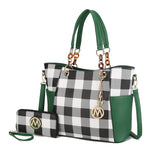 MKF Collection Bonita Checker Tote Handbag & Wallet Set Women by Mia K