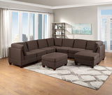 Living Room Furniture Armless Chair Black Coffee Linen Like Fabric 1pc Cushion Armless Chair Wooden Legs