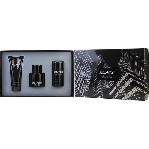 KENNETH COLE BLACK by Kenneth Cole EDT SPRAY 3.4 OZ & AFTERSHAVE BALM 3.4 OZ & DEODORANT STICK ALCOHOL FREE 2.6 OZ