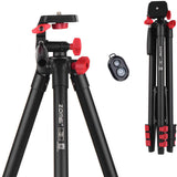 Zomei T80 Portable Tripod with Phone Clip and Bluetooth Remote Control Black Red