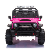 12V kids Ride On Jeep with Remote Control, Electric Car for Kids 3-8 Years, 3 Speeds, LED Lights, MP3 Player - Rose Red