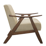 Modern Home Furniture Light Brown Fabric Upholstered 1pc Accent Chair Walnut Finish Wood Cushion Back and Seat Furniture