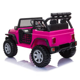 12V kids Ride On Jeep with Remote Control, Electric Car for Kids 3-8 Years, 3 Speeds, LED Lights, MP3 Player - Rose Red