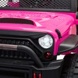 12V kids Ride On Jeep with Remote Control, Electric Car for Kids 3-8 Years, 3 Speeds, LED Lights, MP3 Player - Rose Red