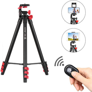 Zomei T80 Portable Tripod with Phone Clip and Bluetooth Remote Control Black Red