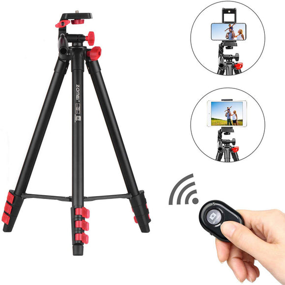 Zomei T80 Portable Tripod with Phone Clip and Bluetooth Remote Control Black Red