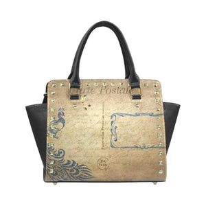 Handbags, Beige Postale Graphic Style Top-Handle Bag