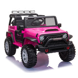 12V kids Ride On Jeep with Remote Control, Electric Car for Kids 3-8 Years, 3 Speeds, LED Lights, MP3 Player - Rose Red