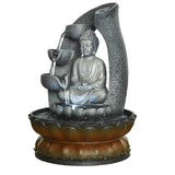 11inches Buddha Fountain Fengshui Indoor Tabletop Decorative Waterfall Kit with Submersible Pump for Office and Home Decor