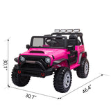 12V kids Ride On Jeep with Remote Control, Electric Car for Kids 3-8 Years, 3 Speeds, LED Lights, MP3 Player - Rose Red