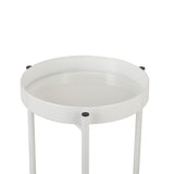 Modern Plant Stand, Foldable Potted Plant Holder with 2 Round Trays, Metal Flowers Pot Base for Indoor and Outdoor, White