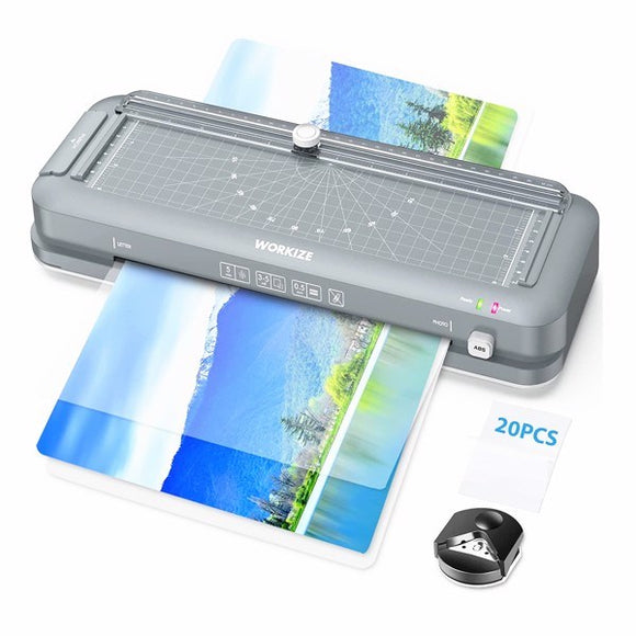 Laminator; A4 Laminator Machine; WORIKIZE Thermal Laminator with Laminating Sheets 20 Pouches for Home Office School; OL188; Gray